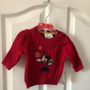 Disney Store Minnie Mouse Cable Knit Winter Theme Sweater, NWT